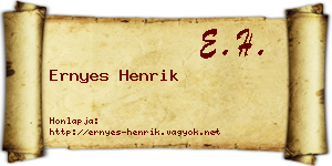 Ernyes Henrik névjegykártya